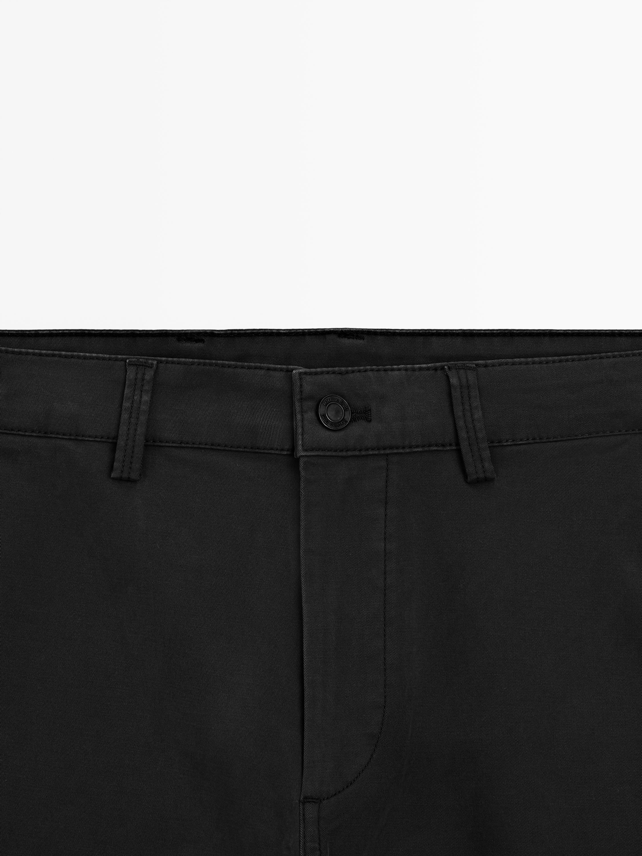 Tapered fit brushed trousers